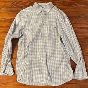Vineyard Vines grey and white button down shirt